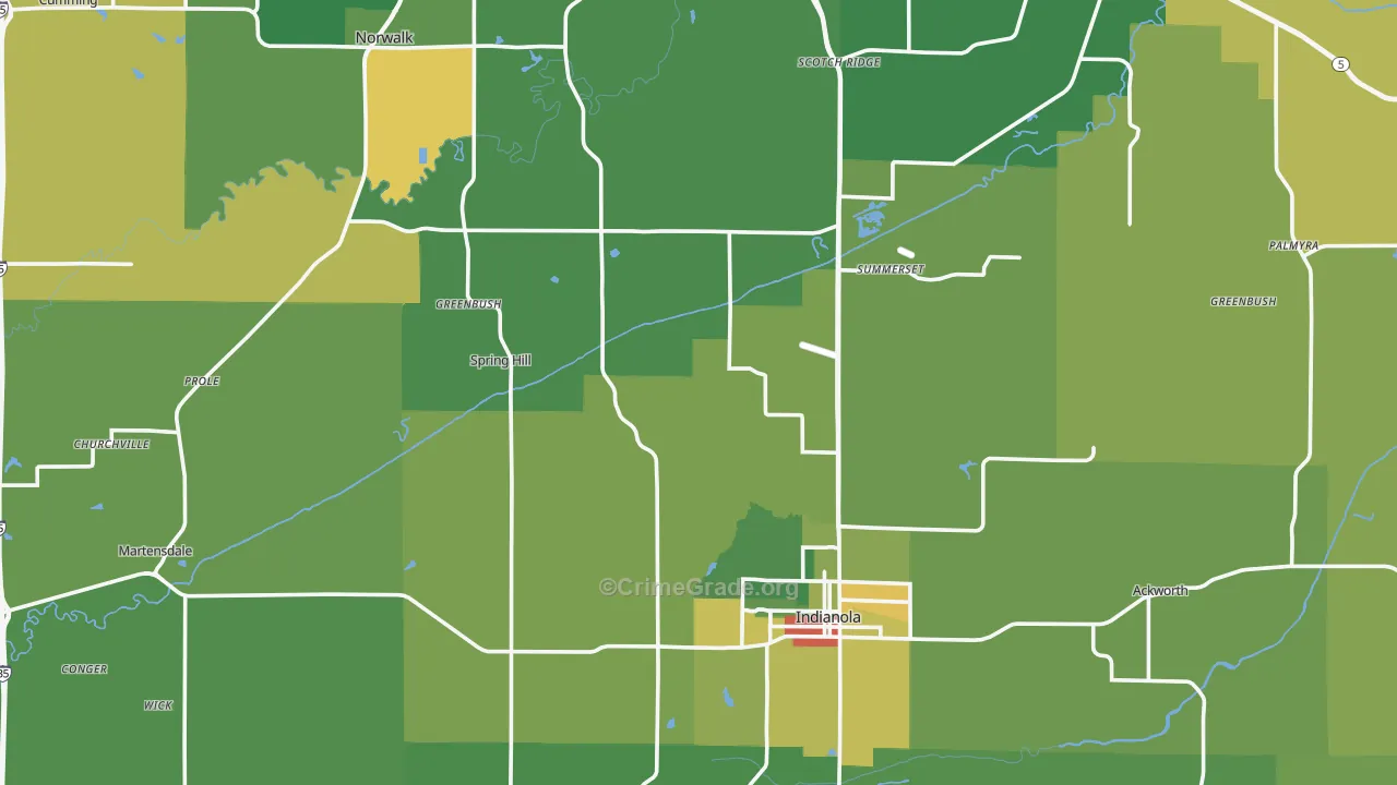Warren County, IA Map of Burglary Rates