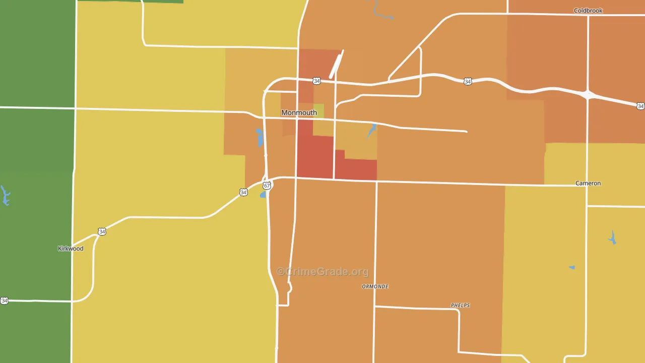 Warren County, IL Map of Burglary Rates