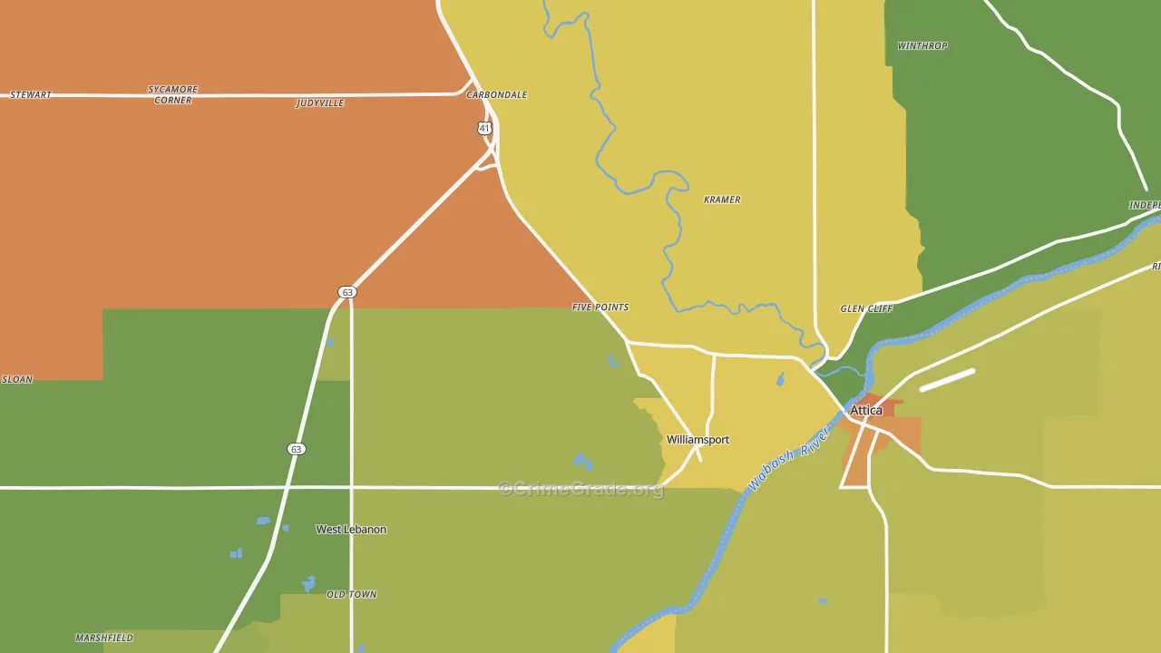 Warren County, IN Map of Burglary Rates