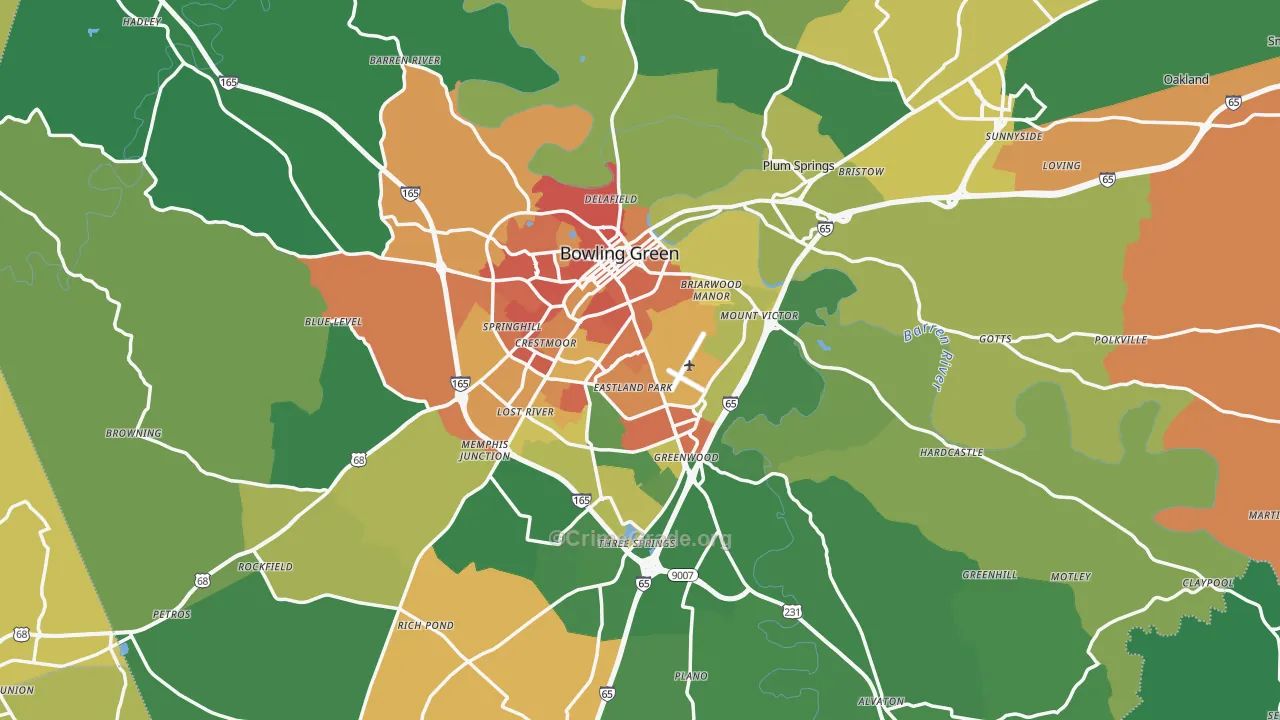 Warren County, KY Map of Burglary Rates