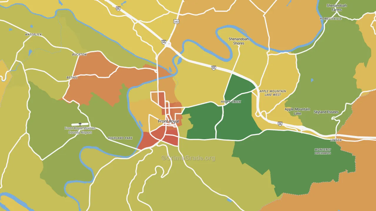 Warren County, VA Map of Burglary Rates