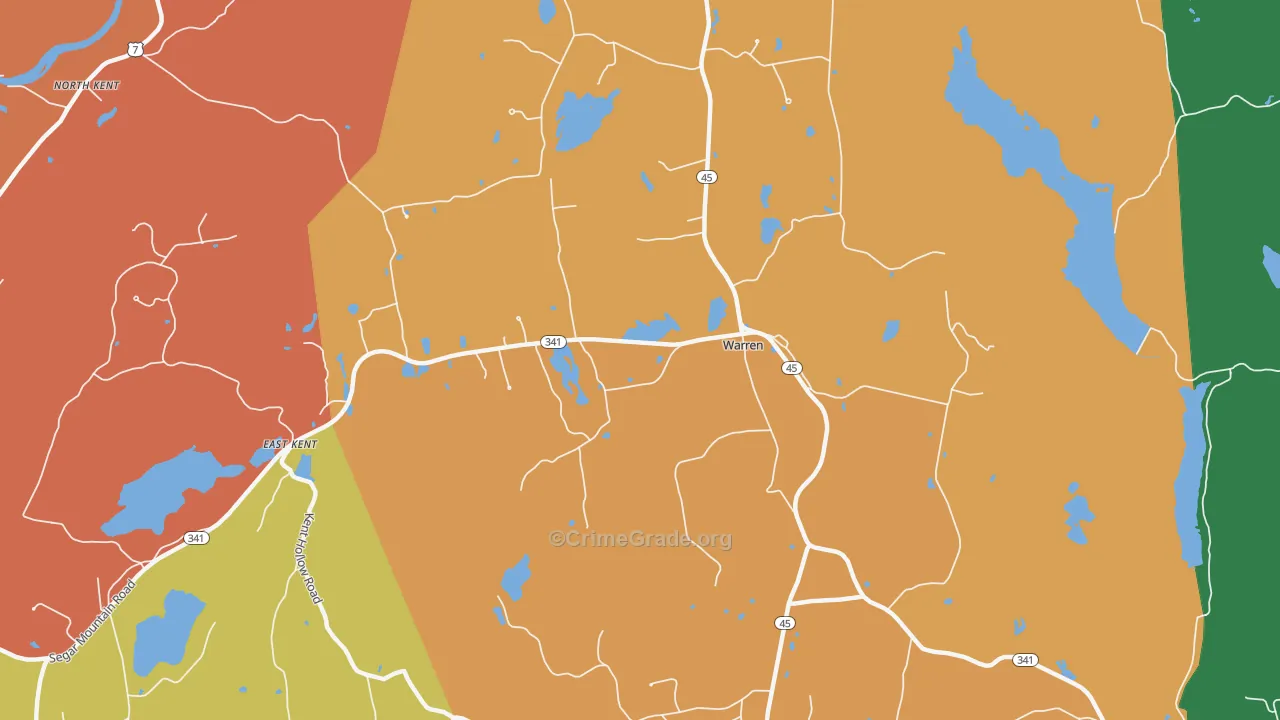 Warren, CT Map of Burglary Rates