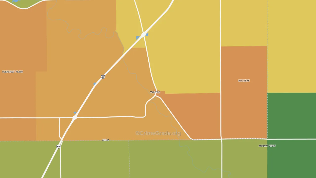 Warren, IN Map of Burglary Rates