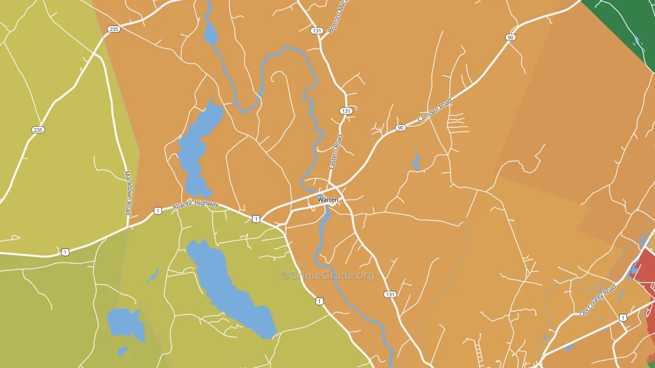 Warren, ME Map of Burglary Rates