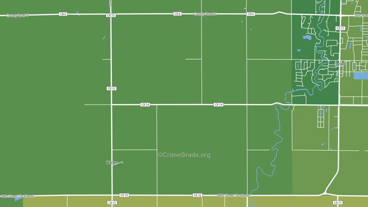 Warren, ND Map of Burglary Rates