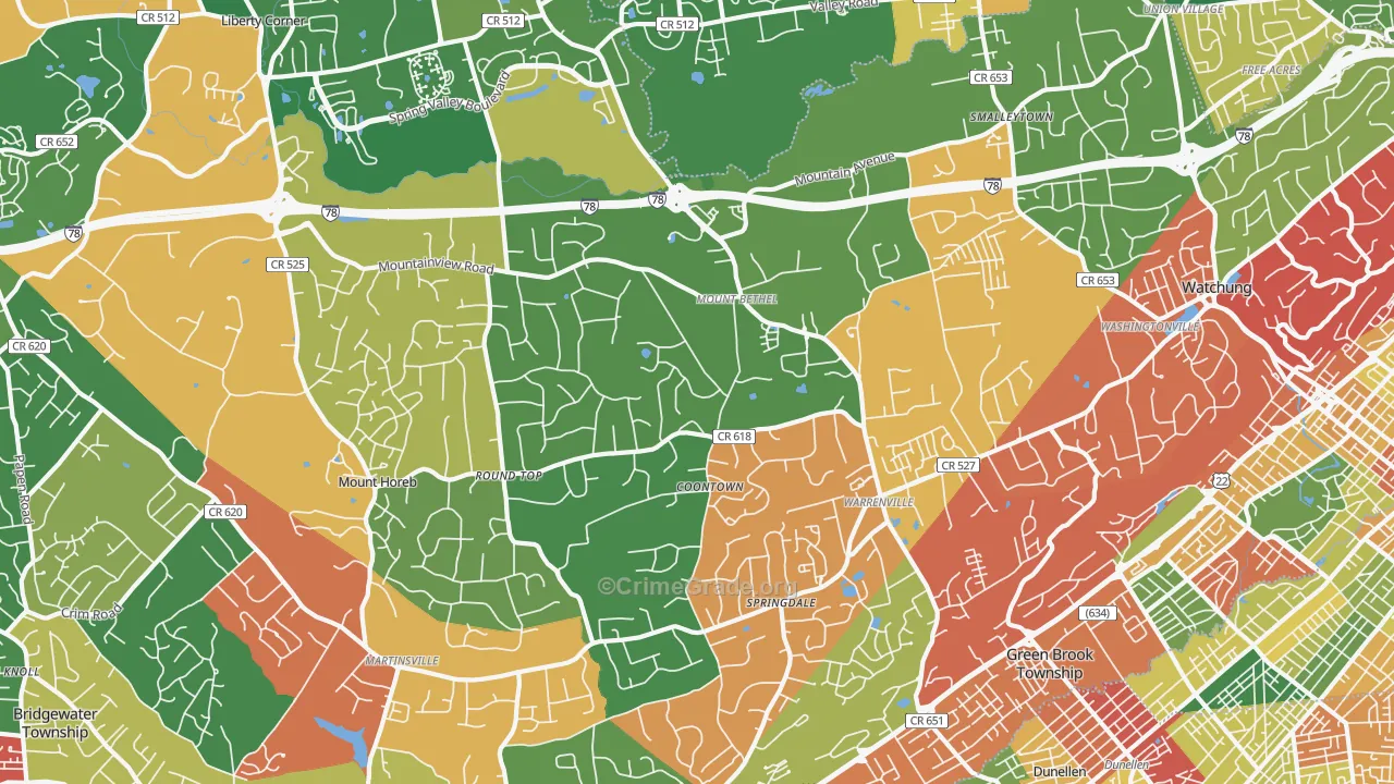 Warren, NJ Map of Burglary Rates