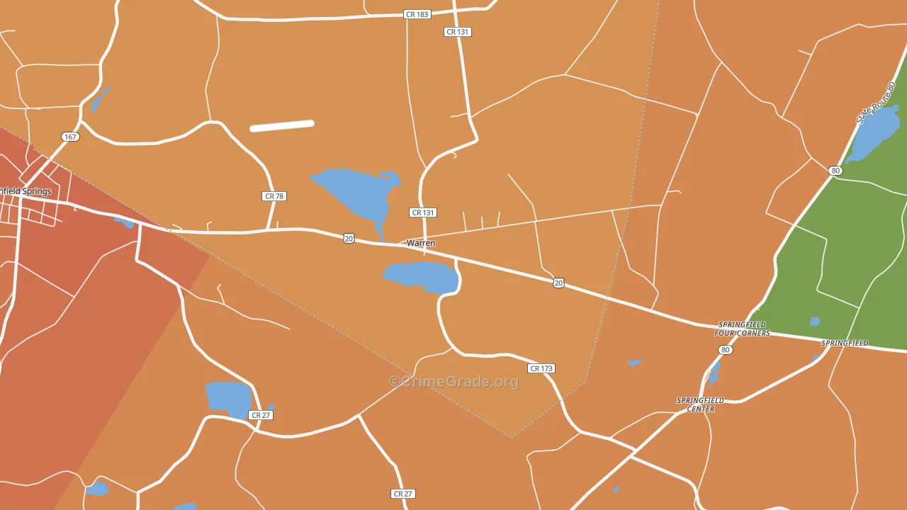 Warren, NY Map of Burglary Rates