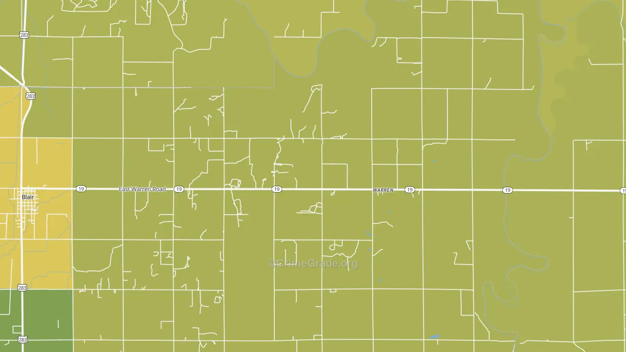 Warren, OK Map of Burglary Rates