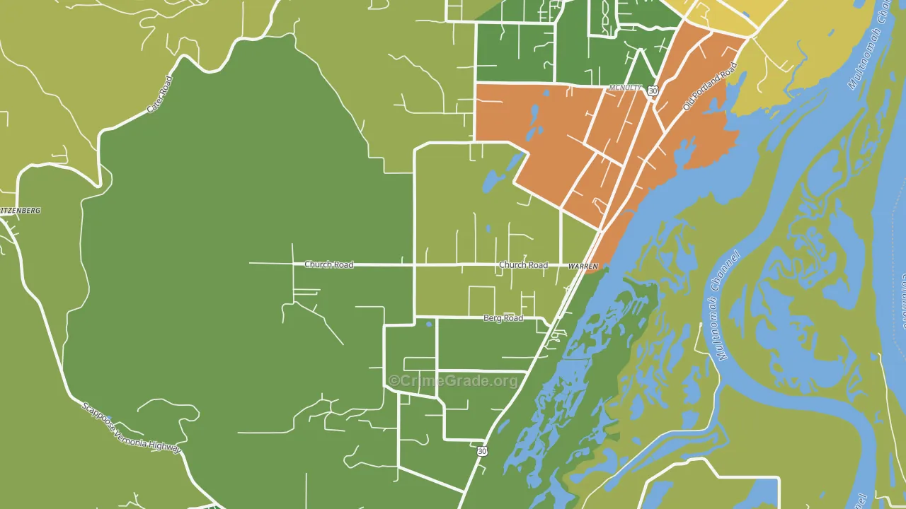 Warren, OR Map of Burglary Rates
