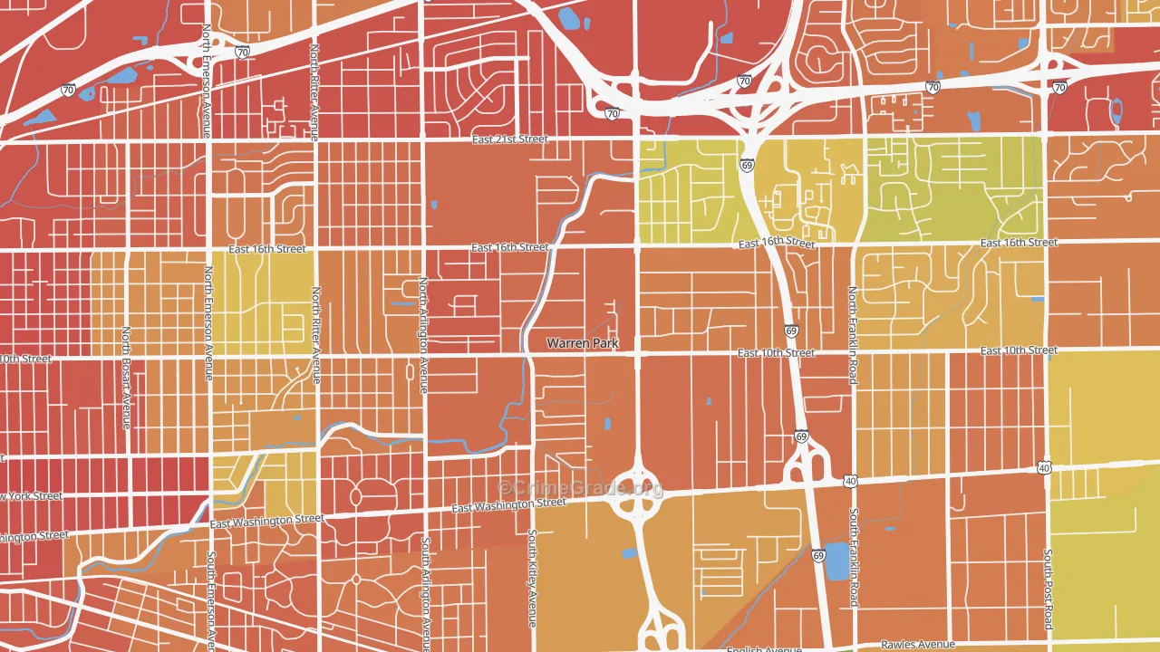 Warren Park, IN Map of Burglary Rates