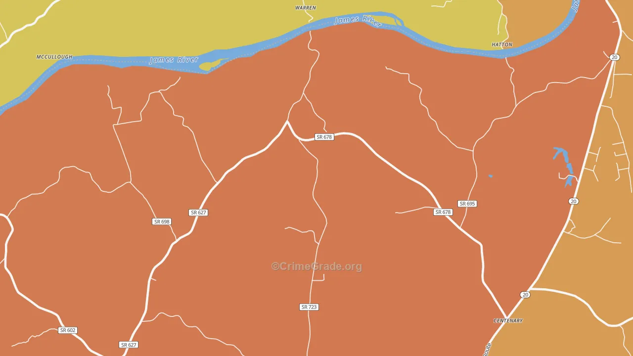 Warren, VA Map of Burglary Rates