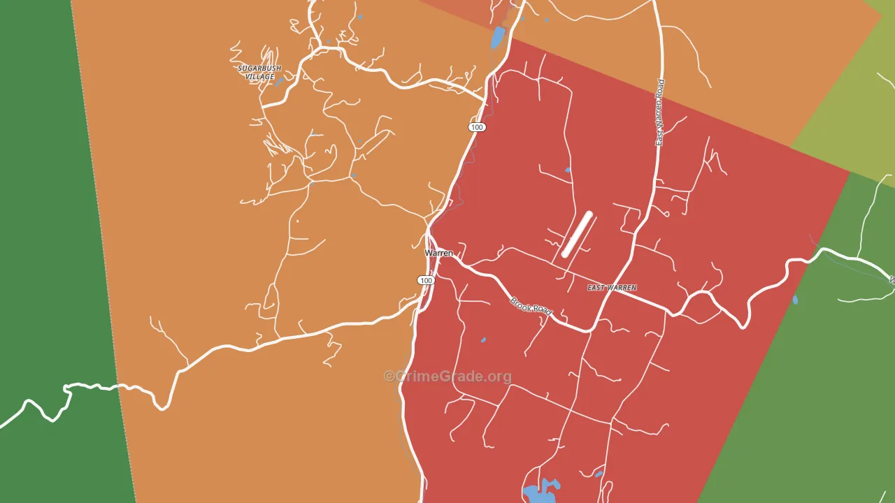 Warren, VT Map of Burglary Rates