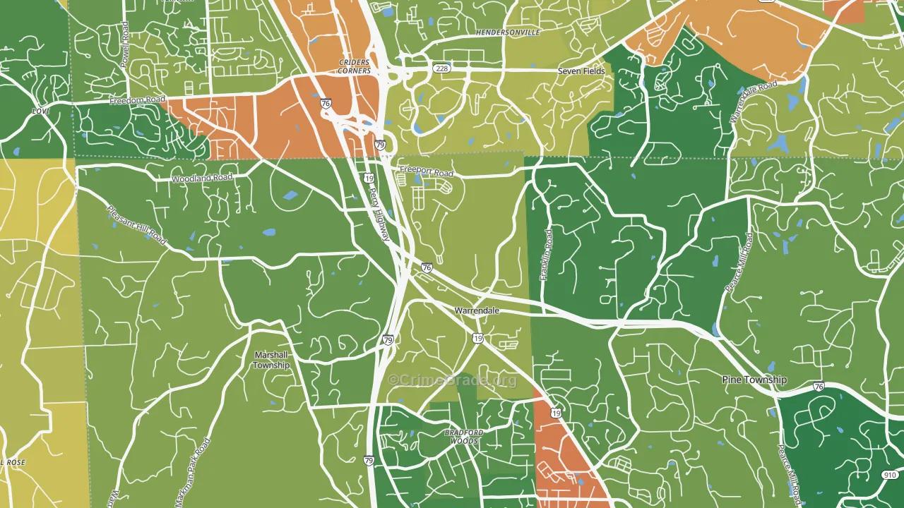 Warrendale, PA Map of Burglary Rates