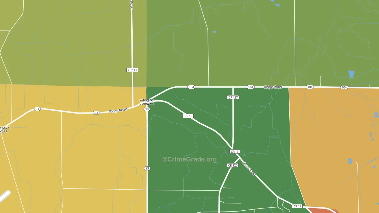 Warrens Corners, NY Map of Burglary Rates