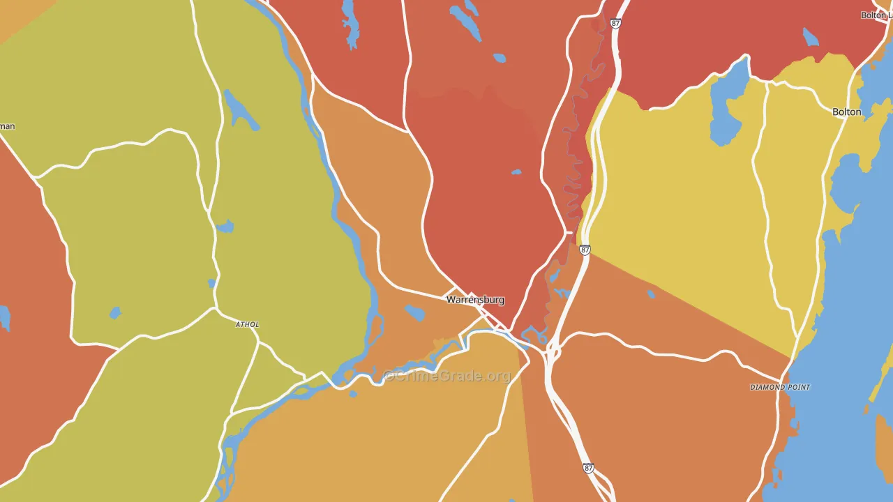Warrensburg, NY Map of Burglary Rates