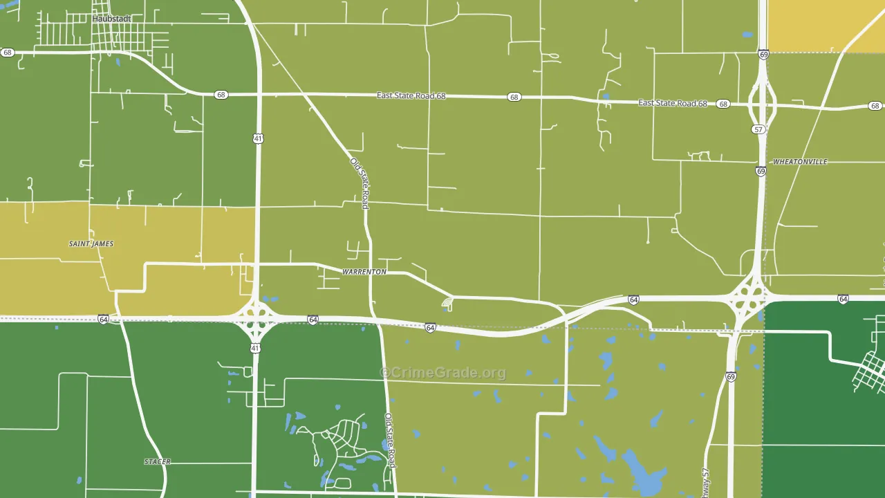 Warrenton, IN Map of Burglary Rates