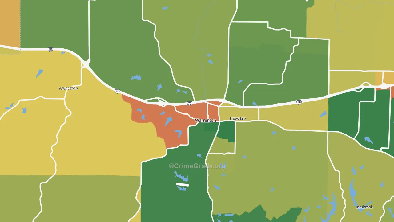 Warrenton, MO Map of Burglary Rates