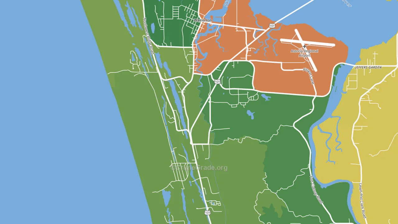 Warrenton, OR Map of Burglary Rates