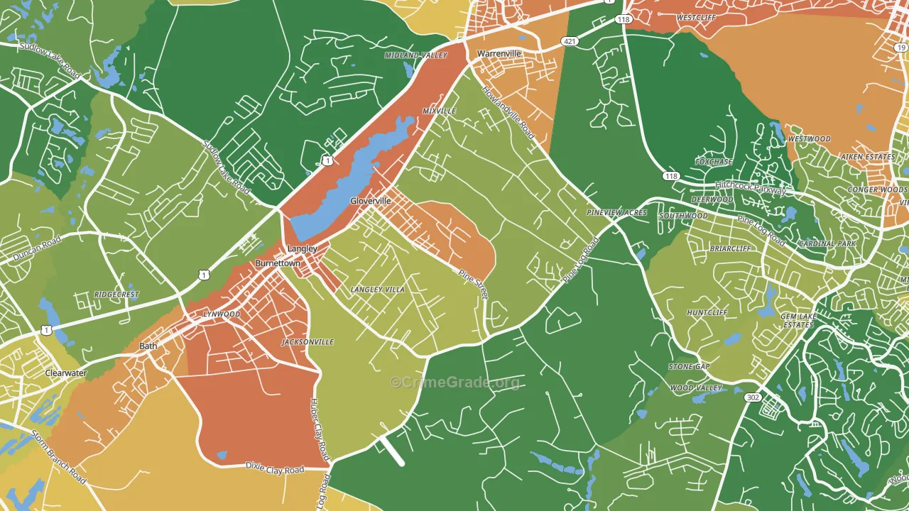 Warrenville, SC Map of Burglary Rates