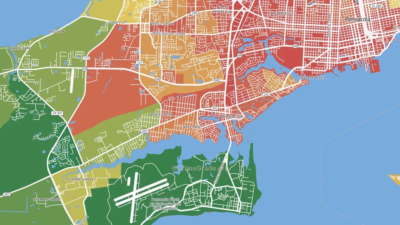 Warrington, FL Map of Burglary Rates