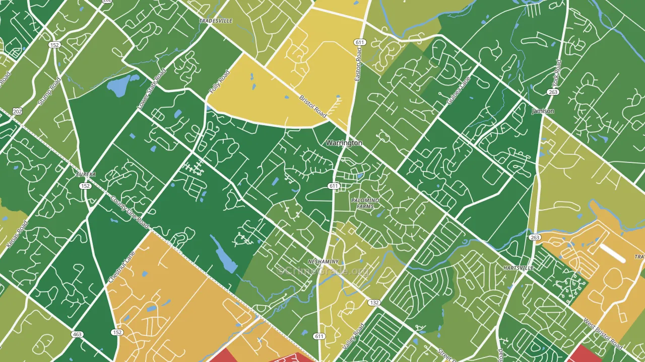 Warrington, PA Map of Burglary Rates