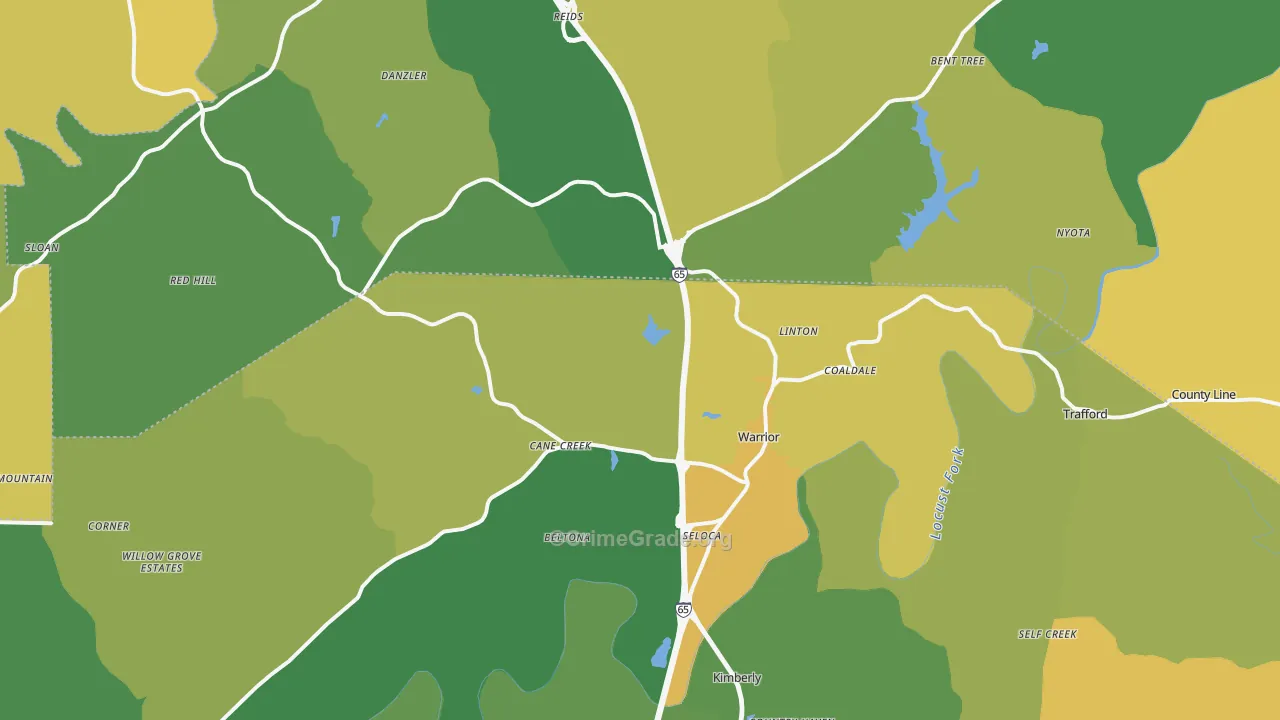 Warrior, AL Map of Burglary Rates