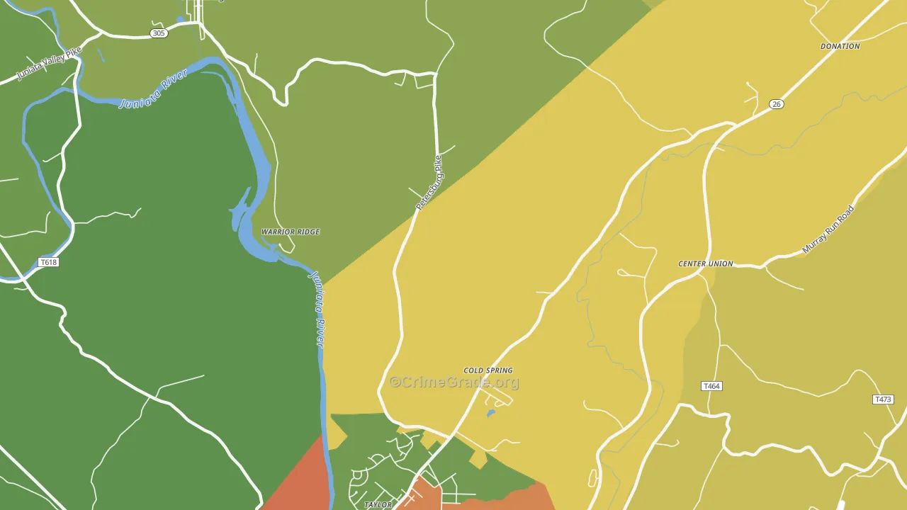 Warrior Ridge, PA Map of Burglary Rates