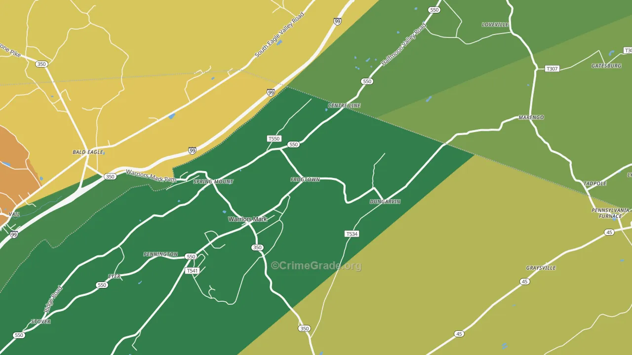 Warriors Mark, PA Map of Burglary Rates