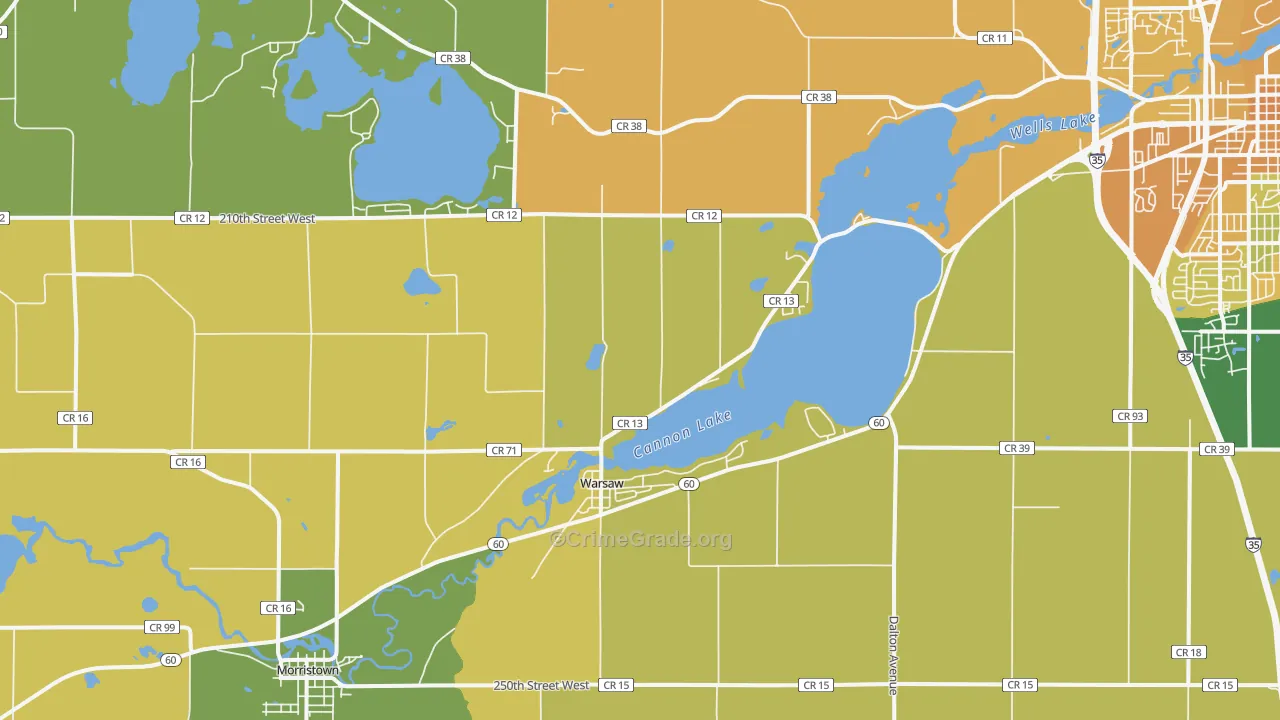 Warsaw, MN Map of Burglary Rates