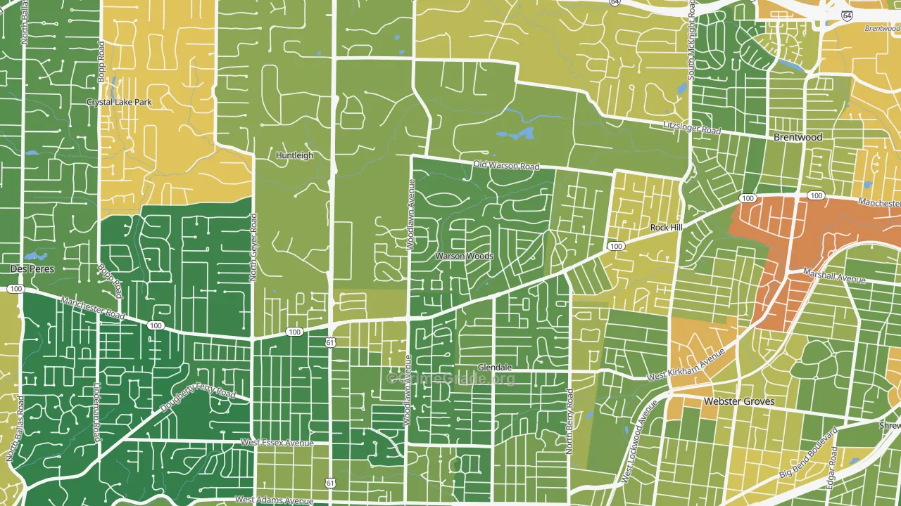 Warson Woods, MO Map of Burglary Rates