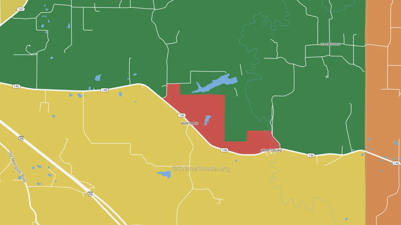 Wartrace, IL Map of Burglary Rates