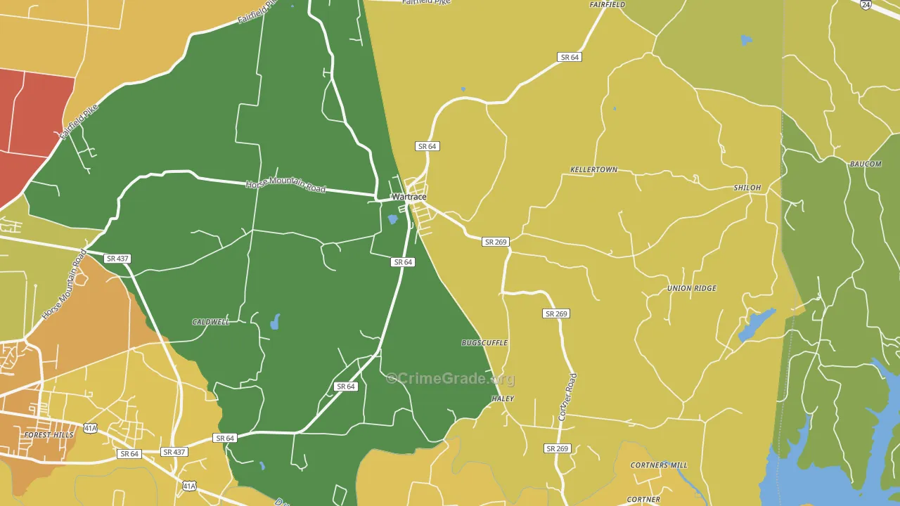 Wartrace, TN Map of Burglary Rates