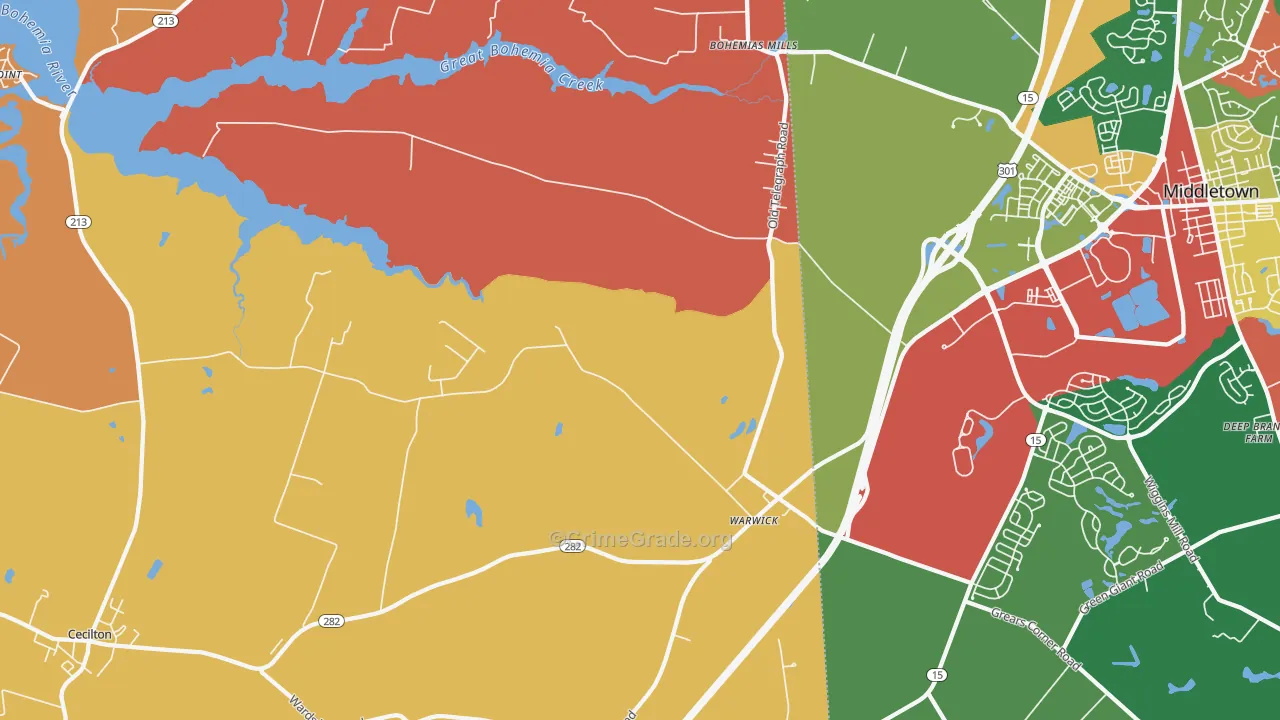 Warwick, MD Map of Burglary Rates