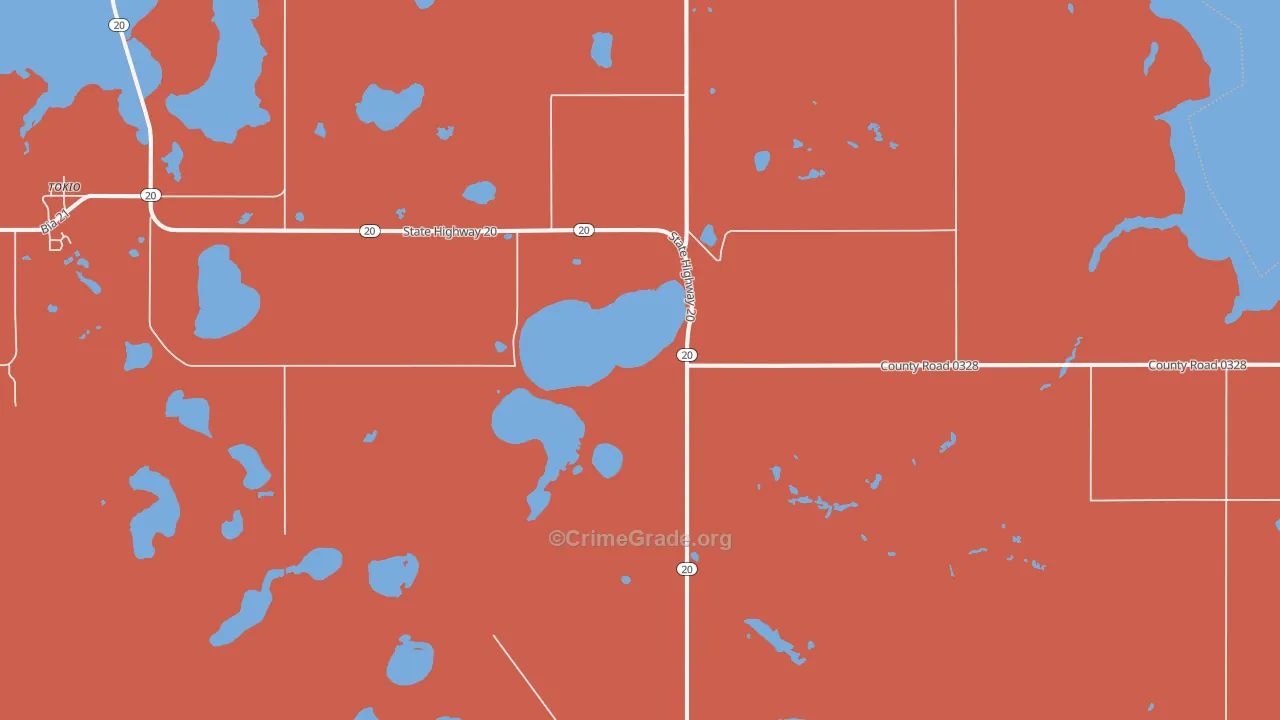 Warwick, ND Map of Burglary Rates