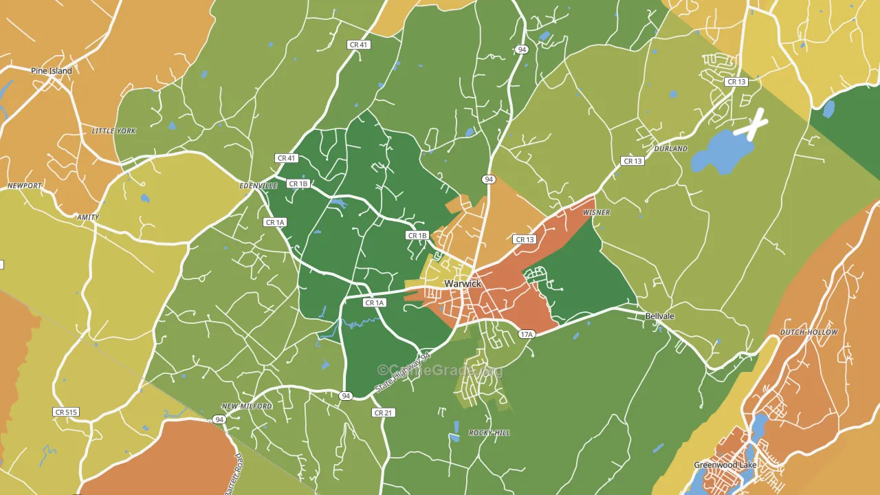 Warwick, NY Map of Burglary Rates