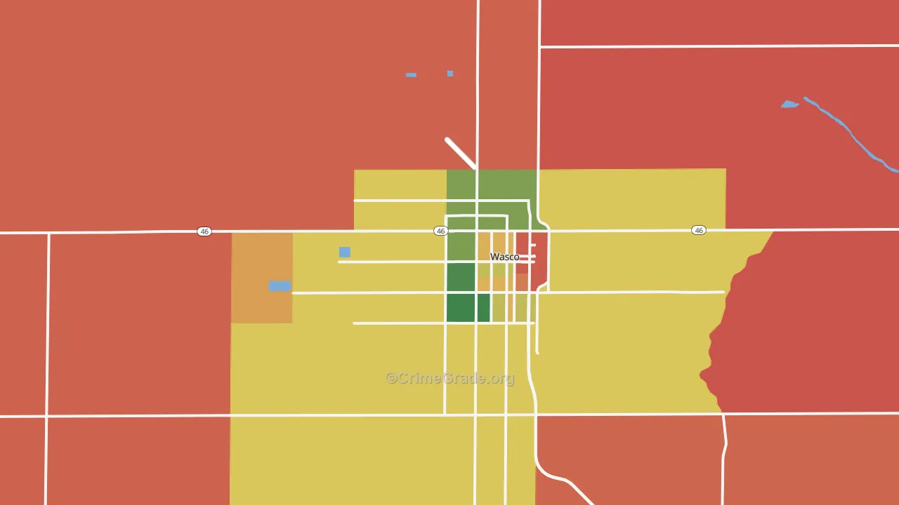 Wasco, CA Map of Burglary Rates