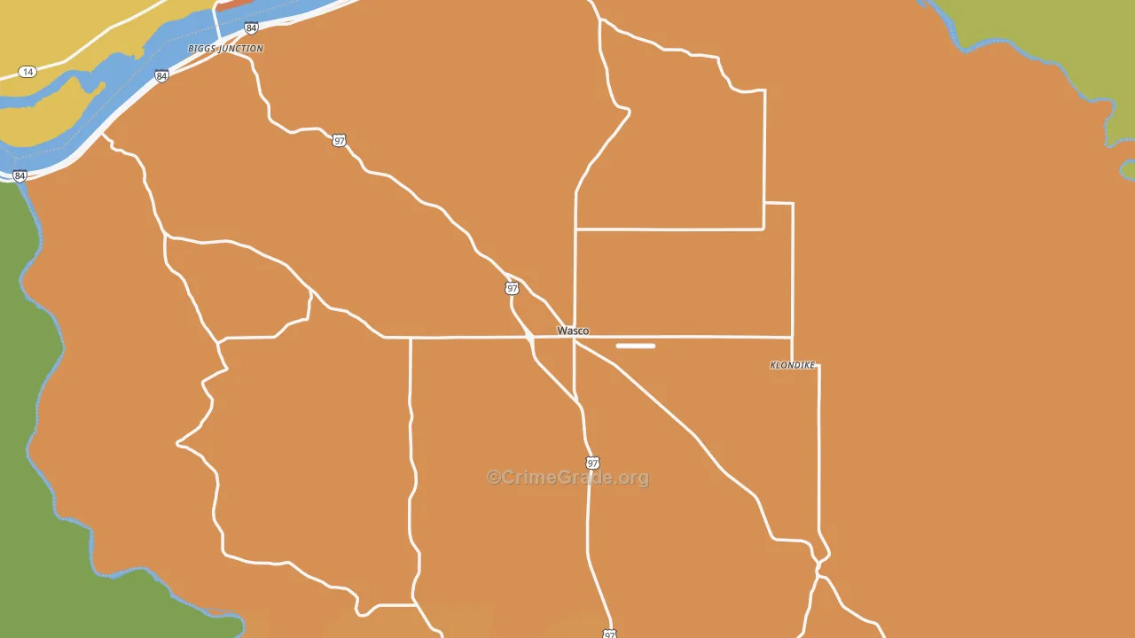 Wasco, OR Map of Burglary Rates