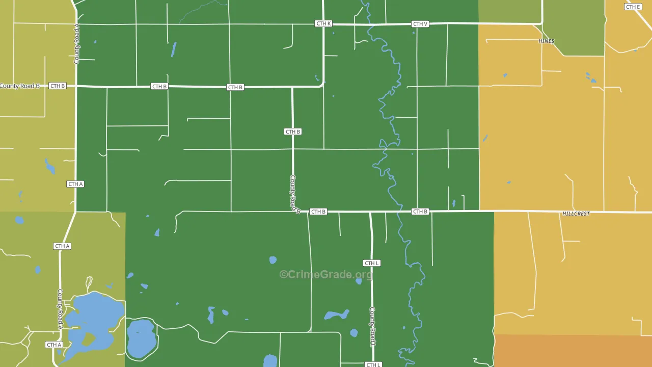 Wascott, WI Map of Burglary Rates
