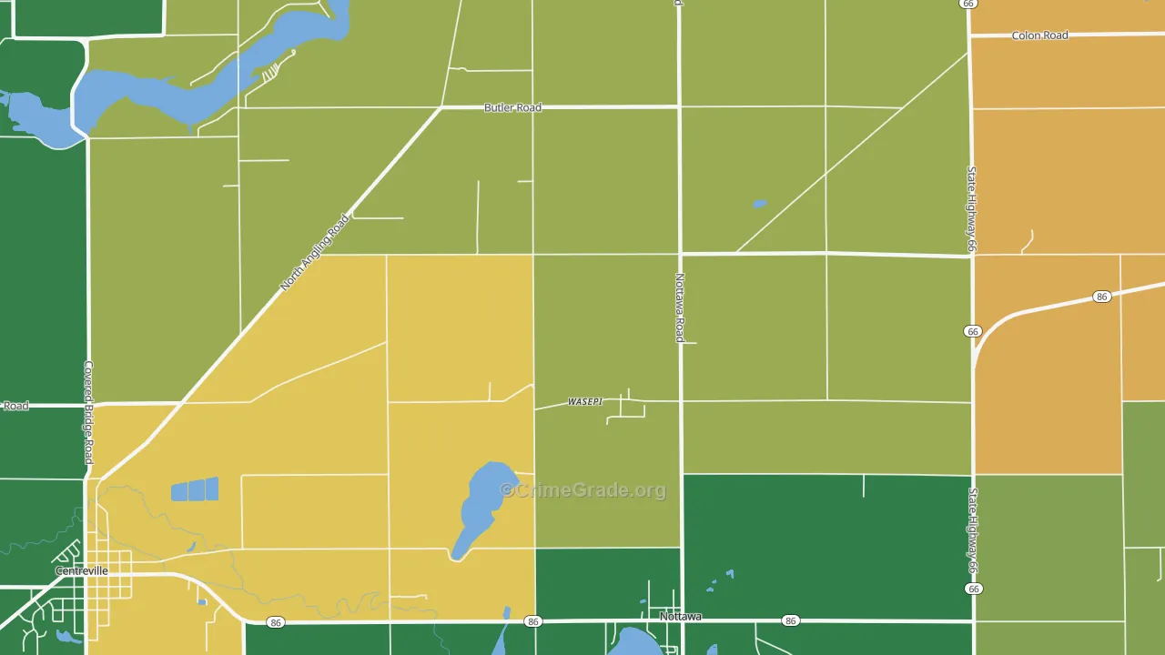 Wasepi, MI Map of Burglary Rates