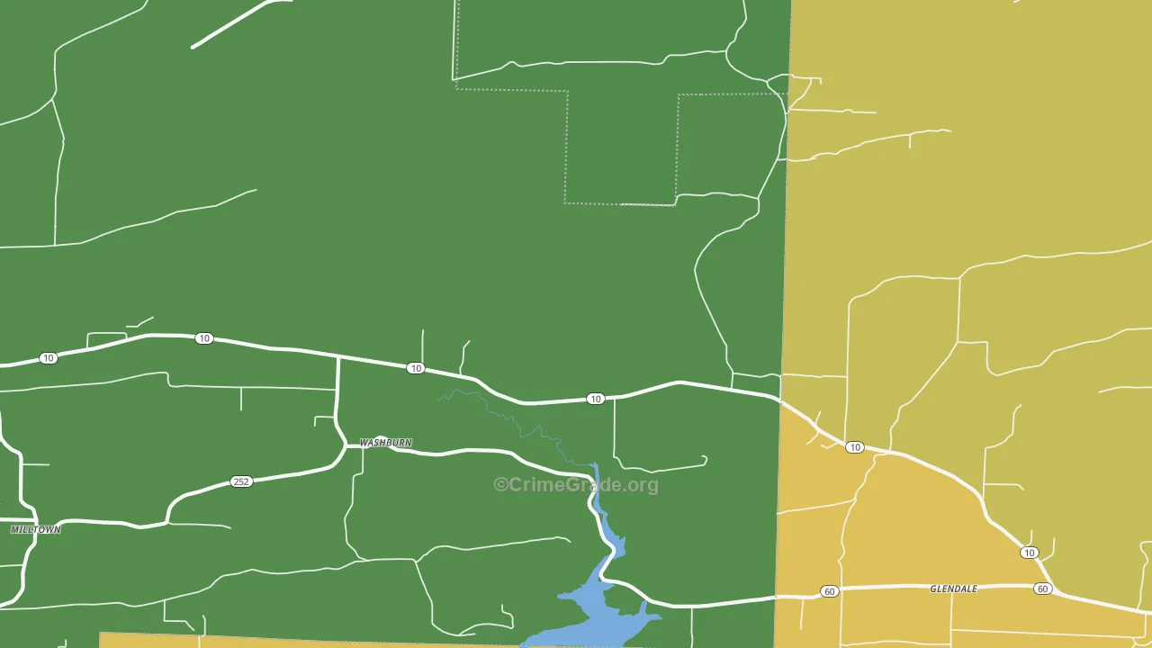 Washburn, AR Map of Burglary Rates