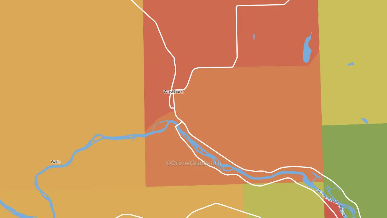 Washburn, ME Map of Burglary Rates