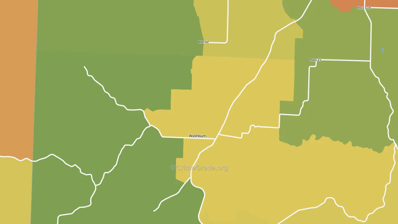 Washburn, MO Map of Burglary Rates