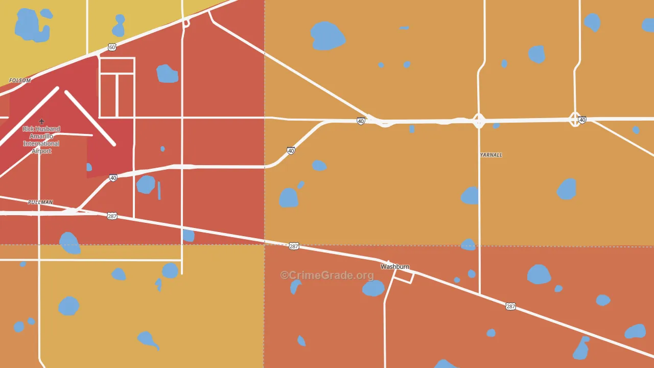 Washburn, TX Map of Burglary Rates