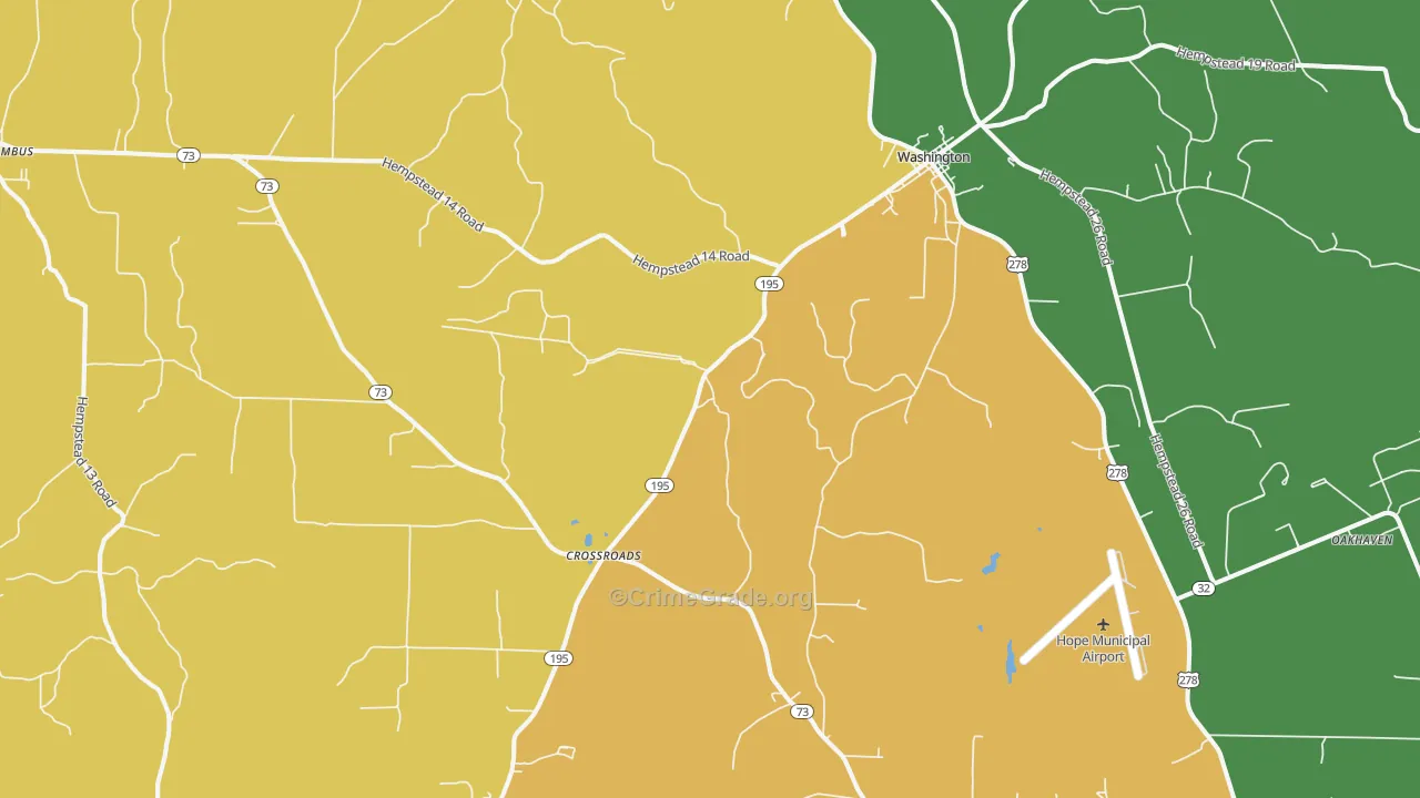 Washington, AR Map of Burglary Rates