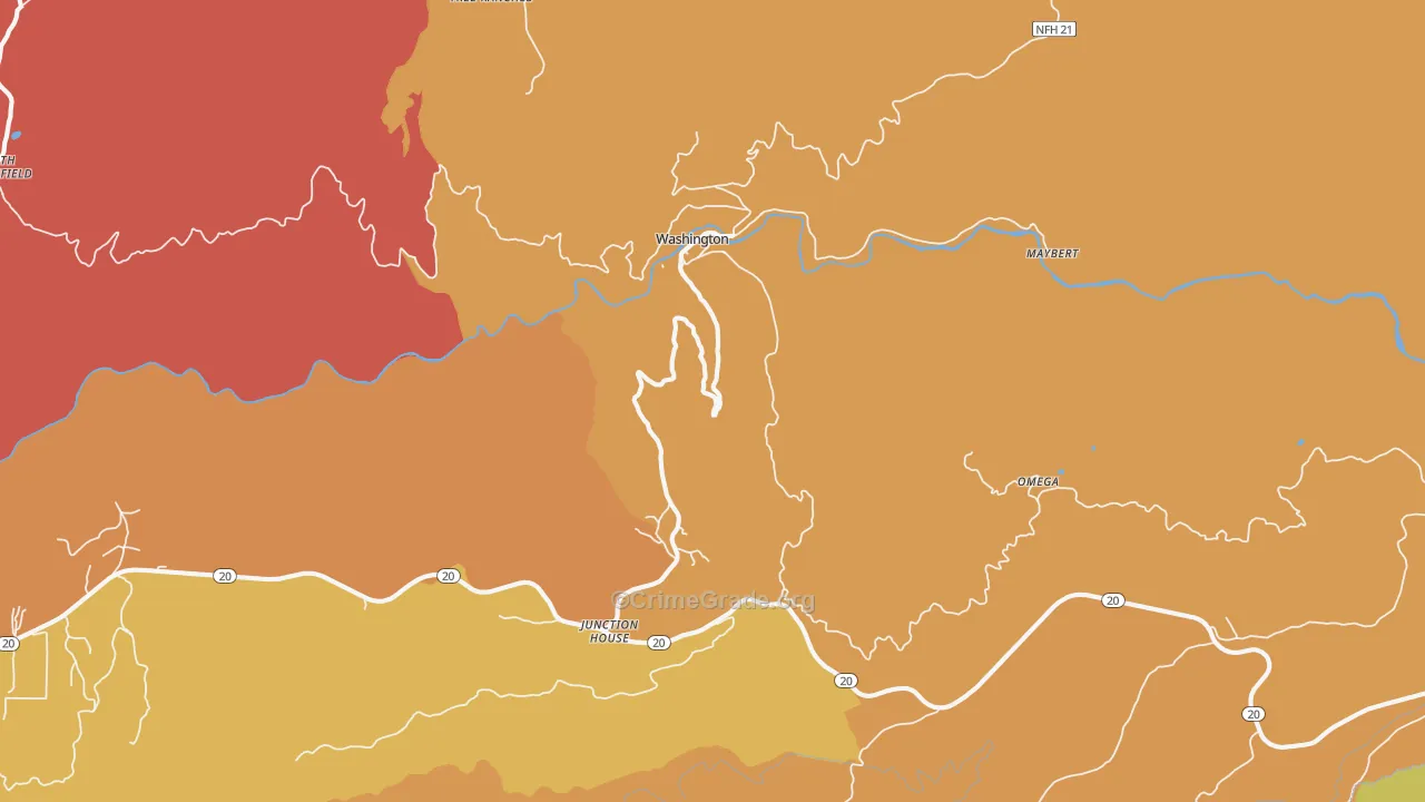 Washington, CA Map of Burglary Rates