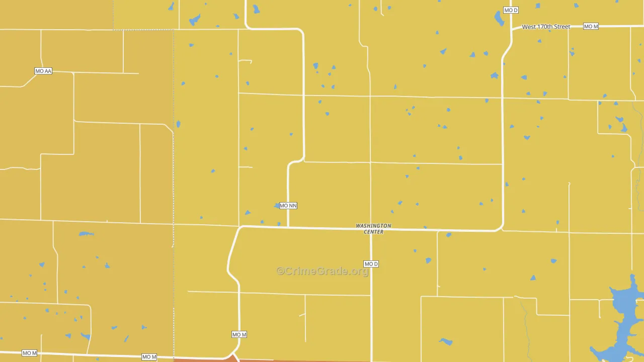 Washington Center, MO Map of Burglary Rates