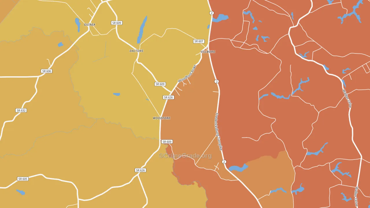 Washington Corner, VA Map of Burglary Rates