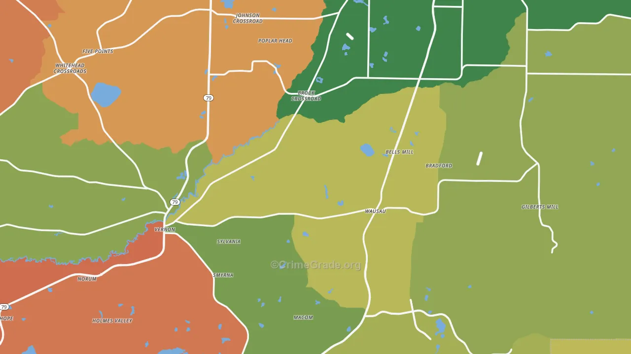 Washington County, FL Map of Burglary Rates