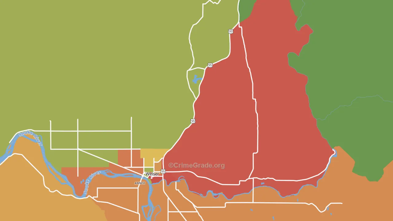 Washington County, ID Map of Burglary Rates