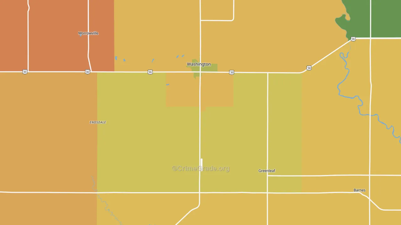 Washington County, KS Map of Burglary Rates
